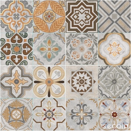 ENCAUSTIC POTTERY TILE MIX GFX 3466